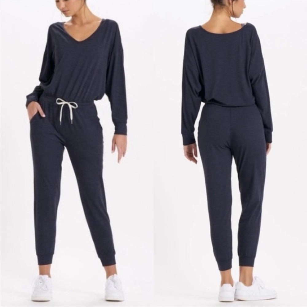 Vuori lux midnight heathered Long-Sleeve Jumpsuit with Drawstring - Picture 2 of 9